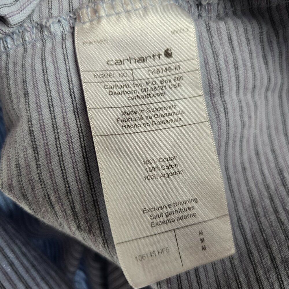 Carhartt T Shirt Men Medium Blue Striped Pocket Tee Workwear Relaxed Heavyweight - Picture 7 of 8
